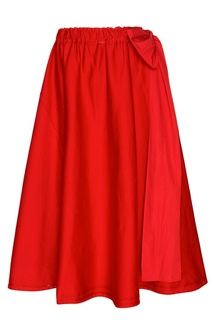 Красная юбка с крупными складками Prada