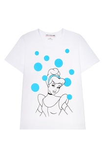 Хлопковая футболка с голубым принтом Comme des Garcons Girl