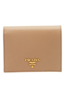Бежевый кожаный кошелек Prada