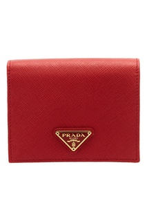 Красный кожаный кошелек Prada