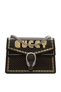 Черная кожаная сумка со звездами Dionysus Gucci