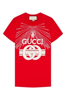 Красная футболка с кристаллами Gucci