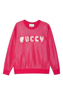 Розовый свитшот с ламинированным принтом Gucci