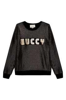Черный свитшот с ламинированным принтом Gucci