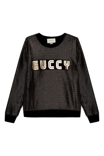 Черный свитшот с ламинированным принтом Gucci