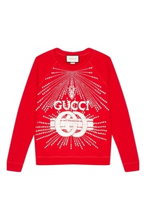 Красный свитшот с кристаллами Gucci