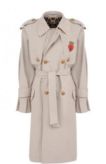 Однотонное хлопковое пальто с поясом Dolce &amp; Gabbana