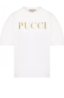 Хлопковая футболка с логотипом бренда Emilio Pucci
