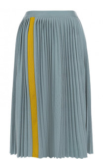 Плиссированная шерстяная юбка-миди с контрастной отделкой Marni