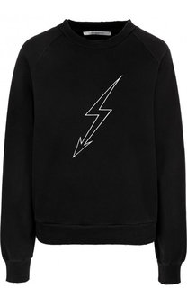 Хлопковый пуловер с круглым вырезом и принтом Givenchy