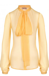 Полупрозрачная шелковая блуза с воротником аскот No. 21