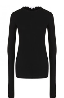 Однотонный хлопковый лонгслив с круглым вырезом Helmut Lang