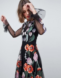 Платье макси с цветочной вышивкой ASOS EDITION - Черный