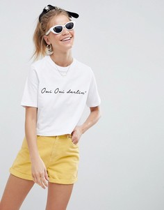 Белая укороченная футболка с принтом oui darling ASOS DESIGN - Белый