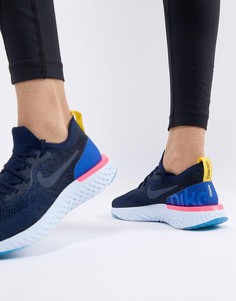 Темно-синие кроссовки Nike Running Epic React Flyknit - Синий