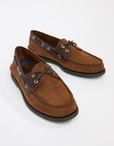 Коричневые кожаные мокасины Sperry Topsider - Коричневый