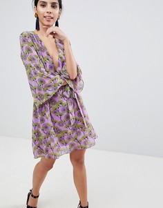 Платье с V-образным вырезом и рукавами кимоно Liquorish - Фиолетовый