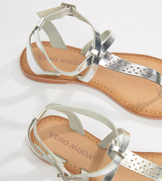 Кожаные сандалии Vero Moda - Серебряный
