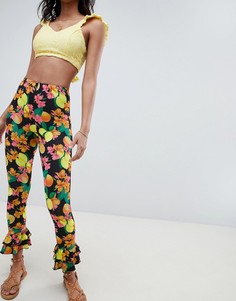 Леггинсы с двойными оборками и цветочным принтом ASOS DESIGN - Мульти