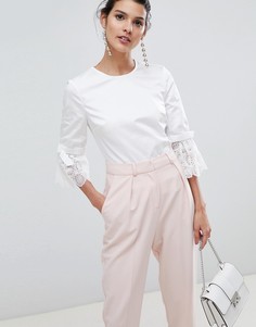 Топ с вышивкой ришелье на расклешенных манжетах Ted Baker - Белый