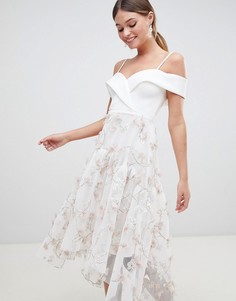 Премиум-платье для выпускного с 3D-цветами ASOS DESIGN - Белый