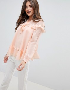 Блузка с оборками и завязкой на бант ASOS DESIGN - Белый