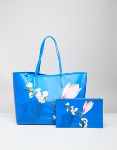 Сумка-тоут с покрытием и цветочной отделкой Ted Baker - Синий