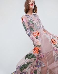 Платье макси с цветочной вышивкой ASOS EDITION - Розовый