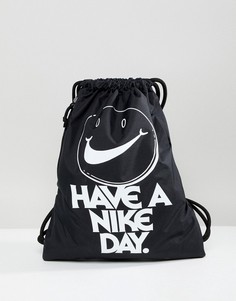 Черный рюкзак с логотипом и шнурком Nike Archive - Черный