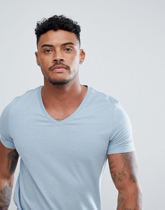 Голубая футболка с V-образным вырезом ASOS DESIGN - Синий