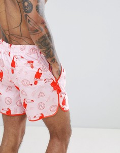 Шорты для плавания и бега с принтом туканов и дынек ASOS DESIGN - Розовый