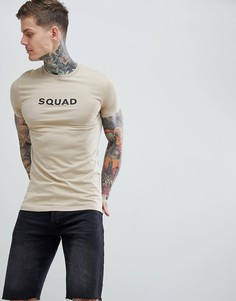 Обтягивающая футболка с принтом ASOS DESIGN - Бежевый
