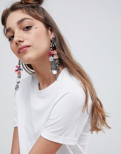 Серьги с кисточками и монетами ASOS DESIGN - Серебряный