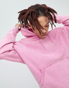Oversize-худи розового цвета с эффектом кислотной стирки ASOS DESIGN - Розовый