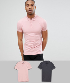 2 обтягивающих поло из пике ASOS DESIGN - Со скидкой - Мульти