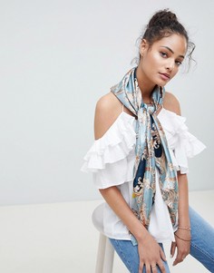 Атласный шарф с принтом ASOS DESIGN - Черный