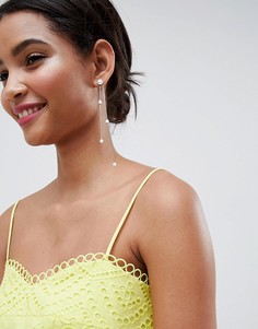 Серьги-подвески с искусственным жемчугом ASOS DESIGN - Серебряный