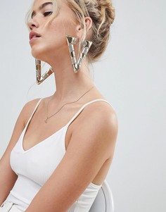 Массивные серьги треугольной формы с дизайном в виде бамбука ASOS DESIGN - Золотой