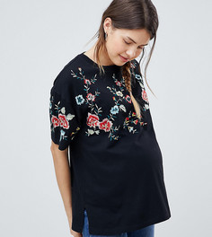Футболка с цветочной вышивкой ASOS DESIGN Maternity - Серый