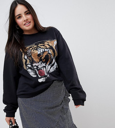 Свитшот с принтом тигра ASOS DESIGN Curve - Черный