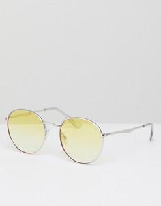 Круглые солнцезащитные очки в серебристой оправе с желтыми стеклами Jeepers Peepers - Желтый