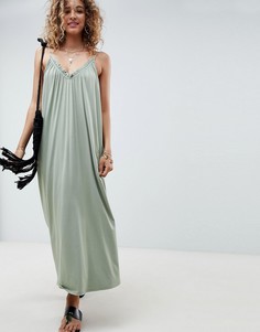 Платье макси со сборками ASOS DESIGN - Зеленый
