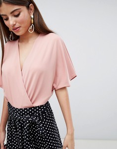 Боди с запахом ASOS DESIGN - Розовый