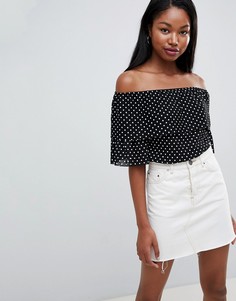 Топ в горошек с открытыми плечами ASOS DESIGN - Мульти