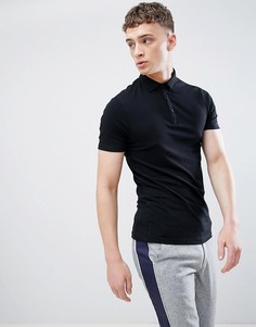 Черное поло River Island - Черный Burton Menswear