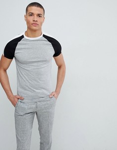 Облегающая футболка с контрастными рукавами реглан ASOS DESIGN - Серый