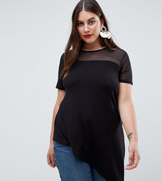 Асимметричный топ с сетчатой вставкой ASOS DESIGN Curve - Черный