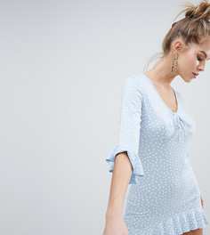 Платье в горошек с оборками Boohoo - Синий