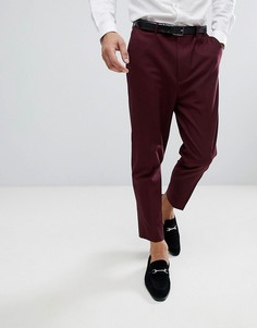 Бордовые суженные книзу строгие брюки ASOS - Красный