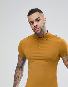 Поло обтягивающего кроя из трикотажа светло-коричневого цвета ASOS DESIGN - Рыжий